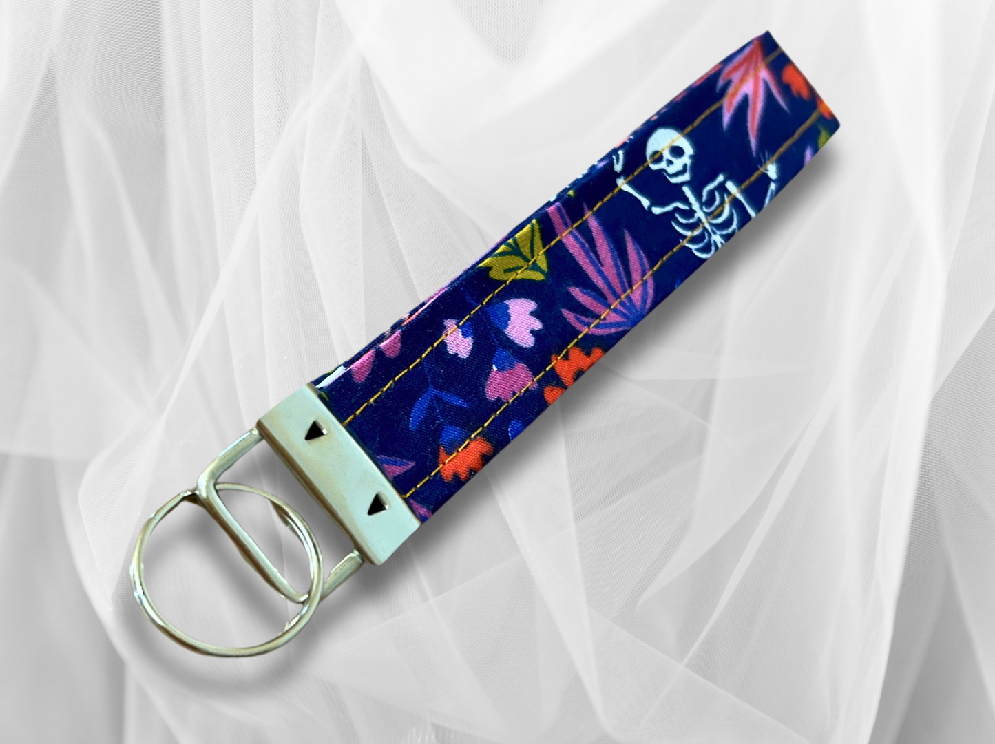 Key Fob, Wristlet Keyring, New Driver Gift, Skeleton