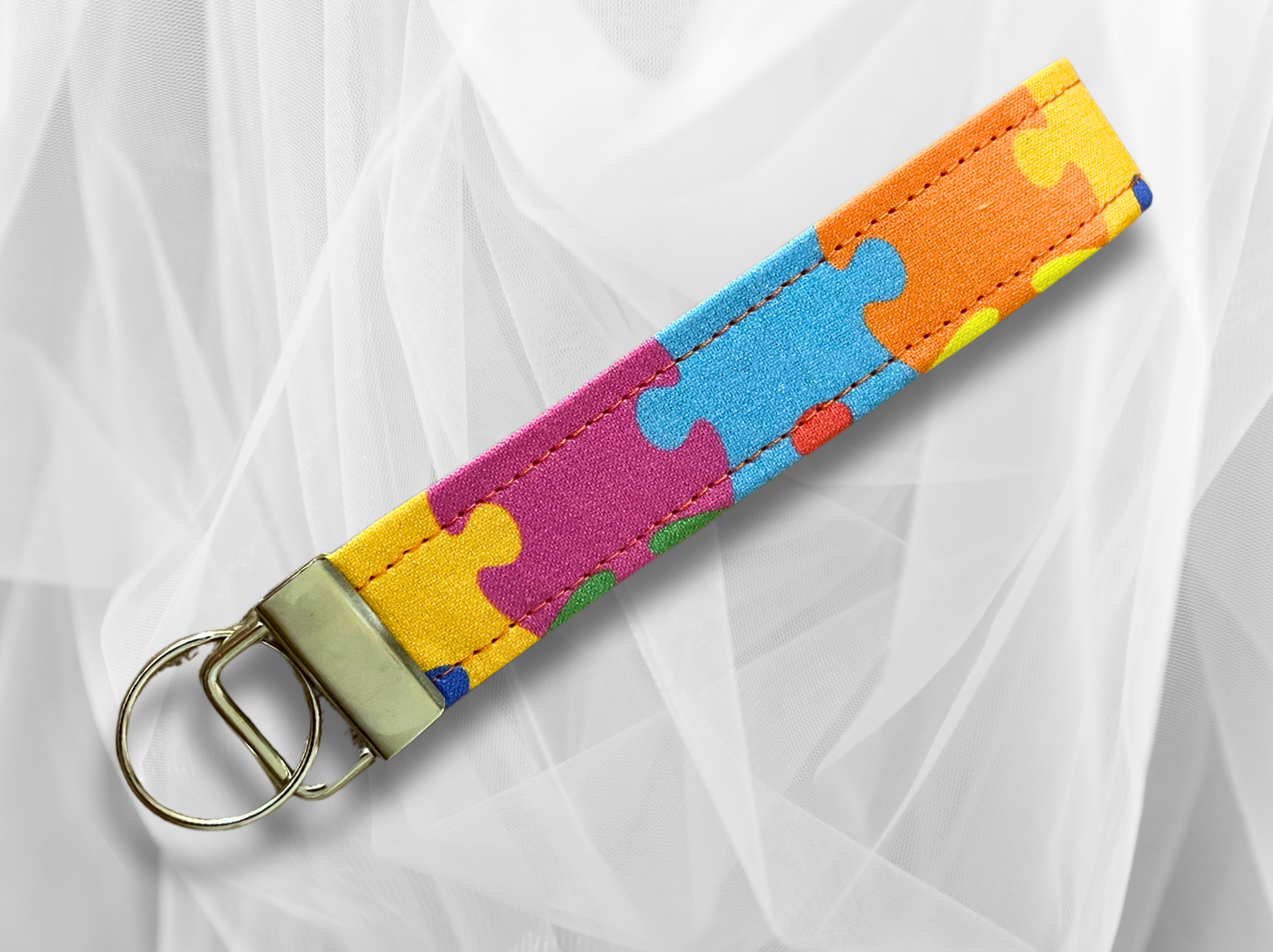 Key Fob, Wristlet Keyring, New Driver Gift, Jigsaw