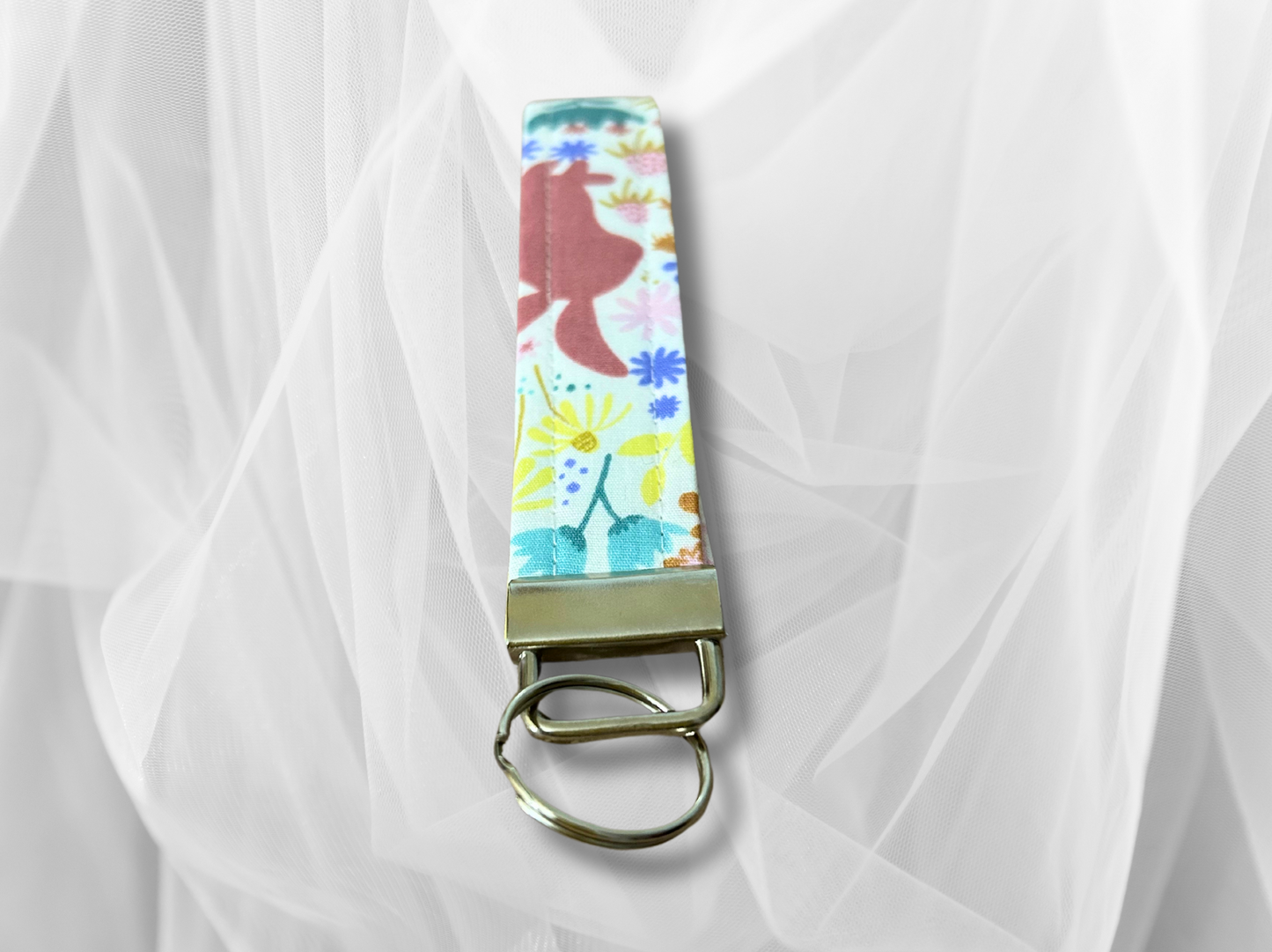 Key Fob, Wristlet Keyring, New Driver Gift, Spring Rabbits