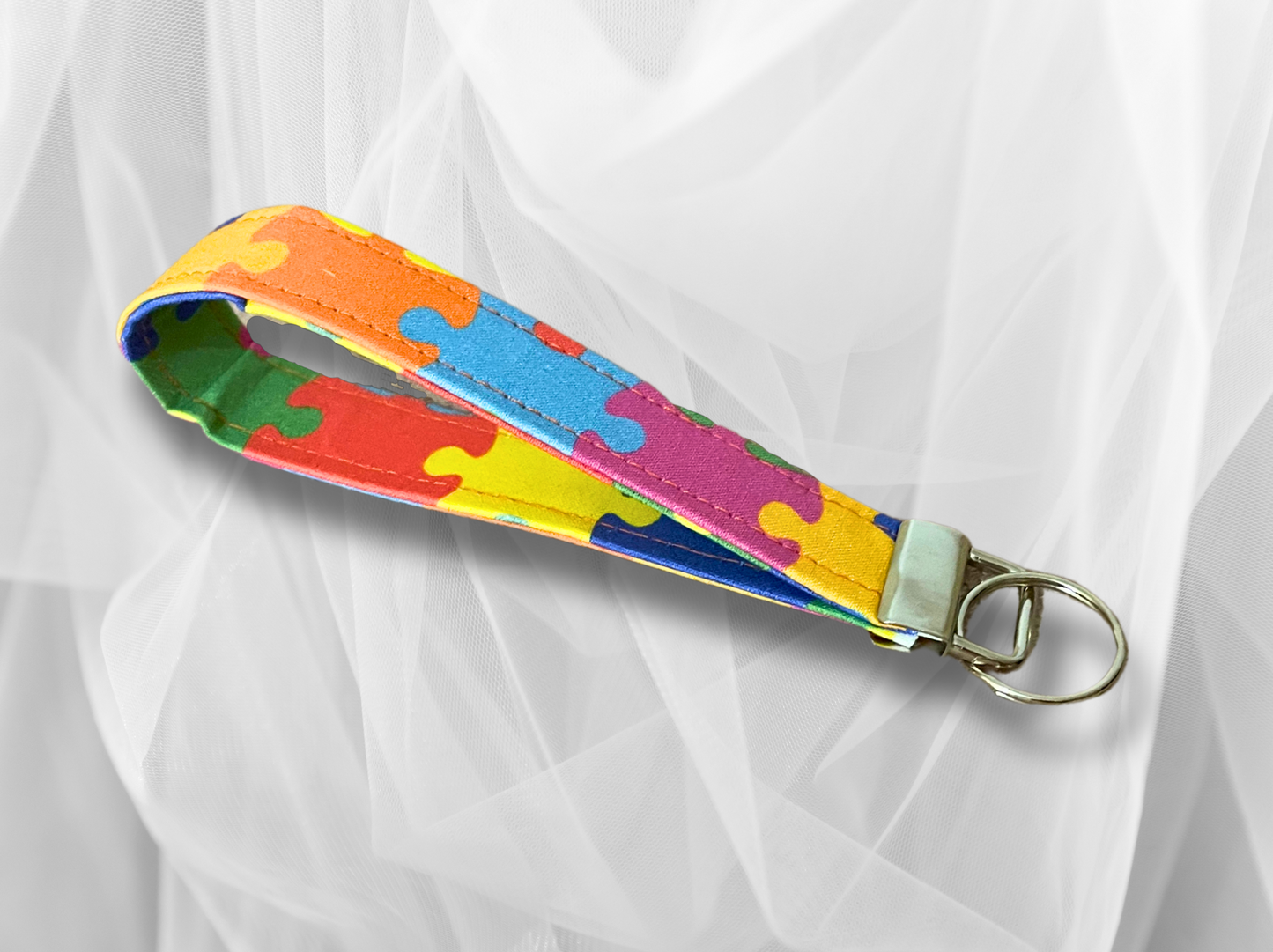Key Fob, Wristlet Keyring, New Driver Gift, Jigsaw