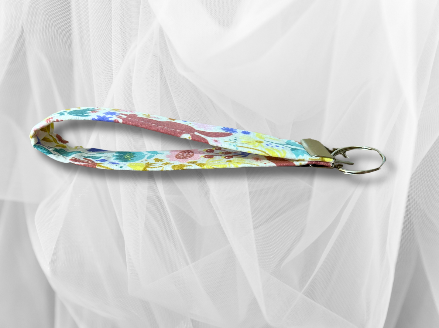 Key Fob, Wristlet Keyring, New Driver Gift, Spring Rabbits