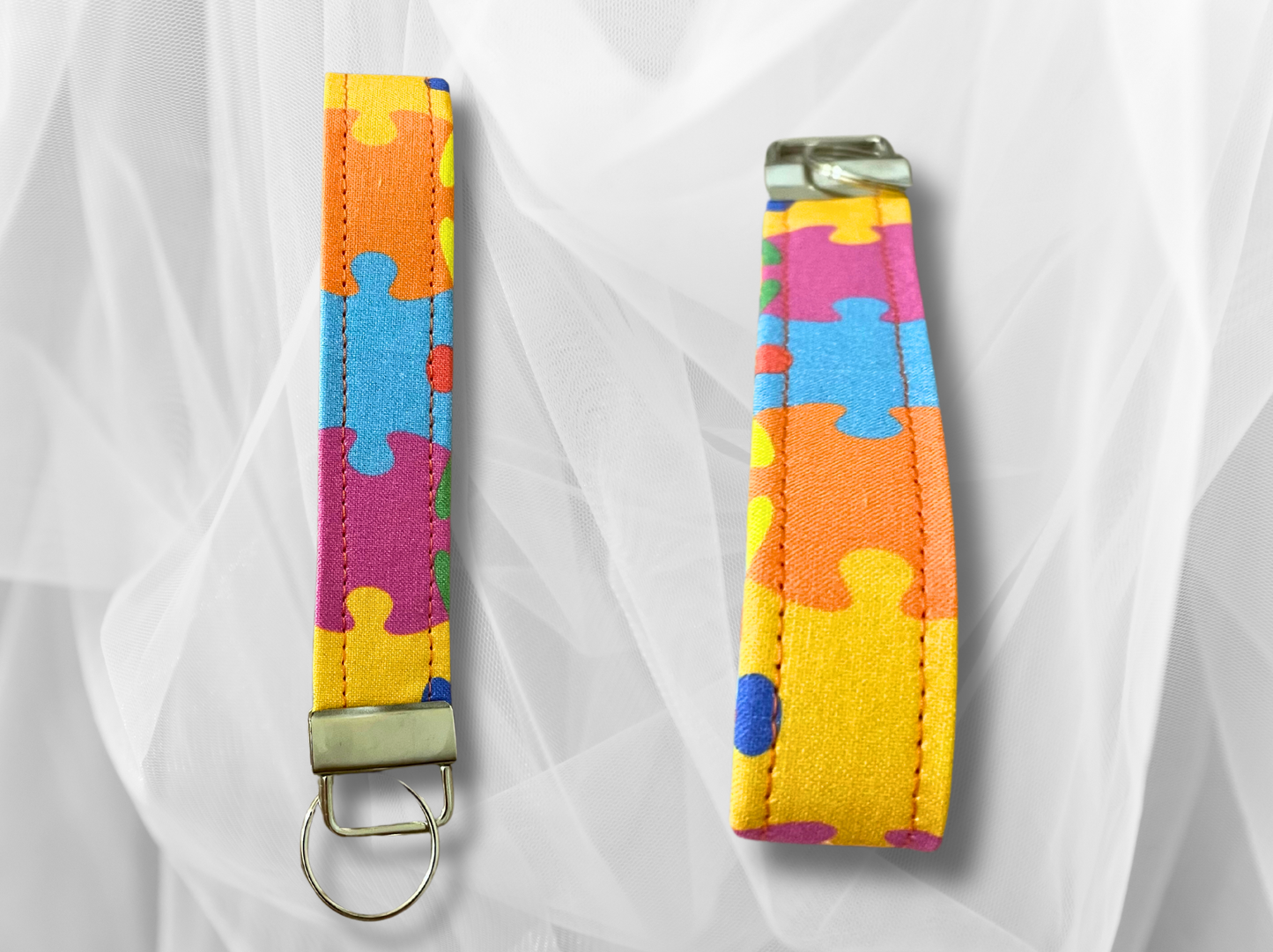 Key Fob, Wristlet Keyring, New Driver Gift, Jigsaw