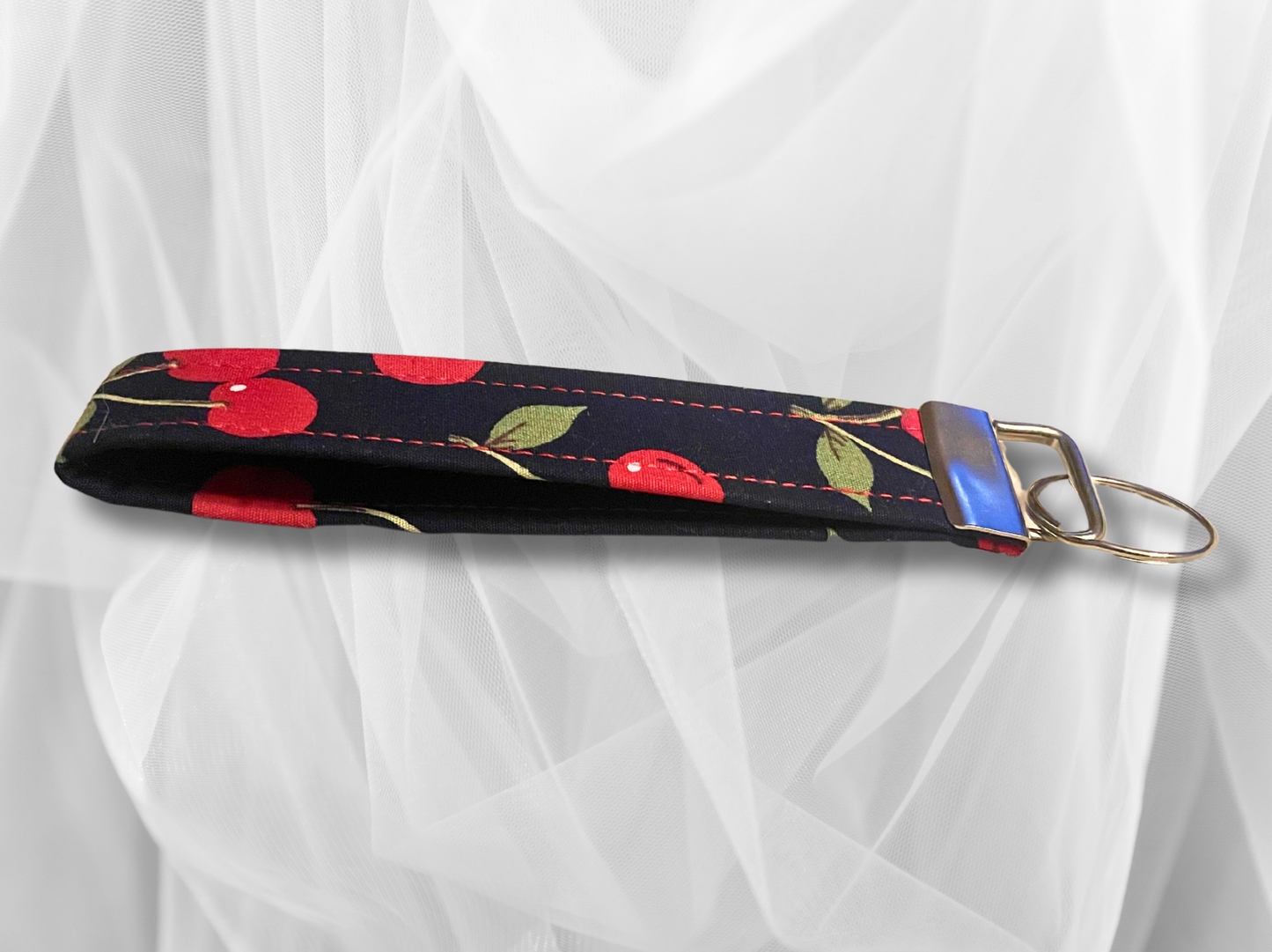 Key Fob, Wristlet Keyring, New Driver Gift, Cherries