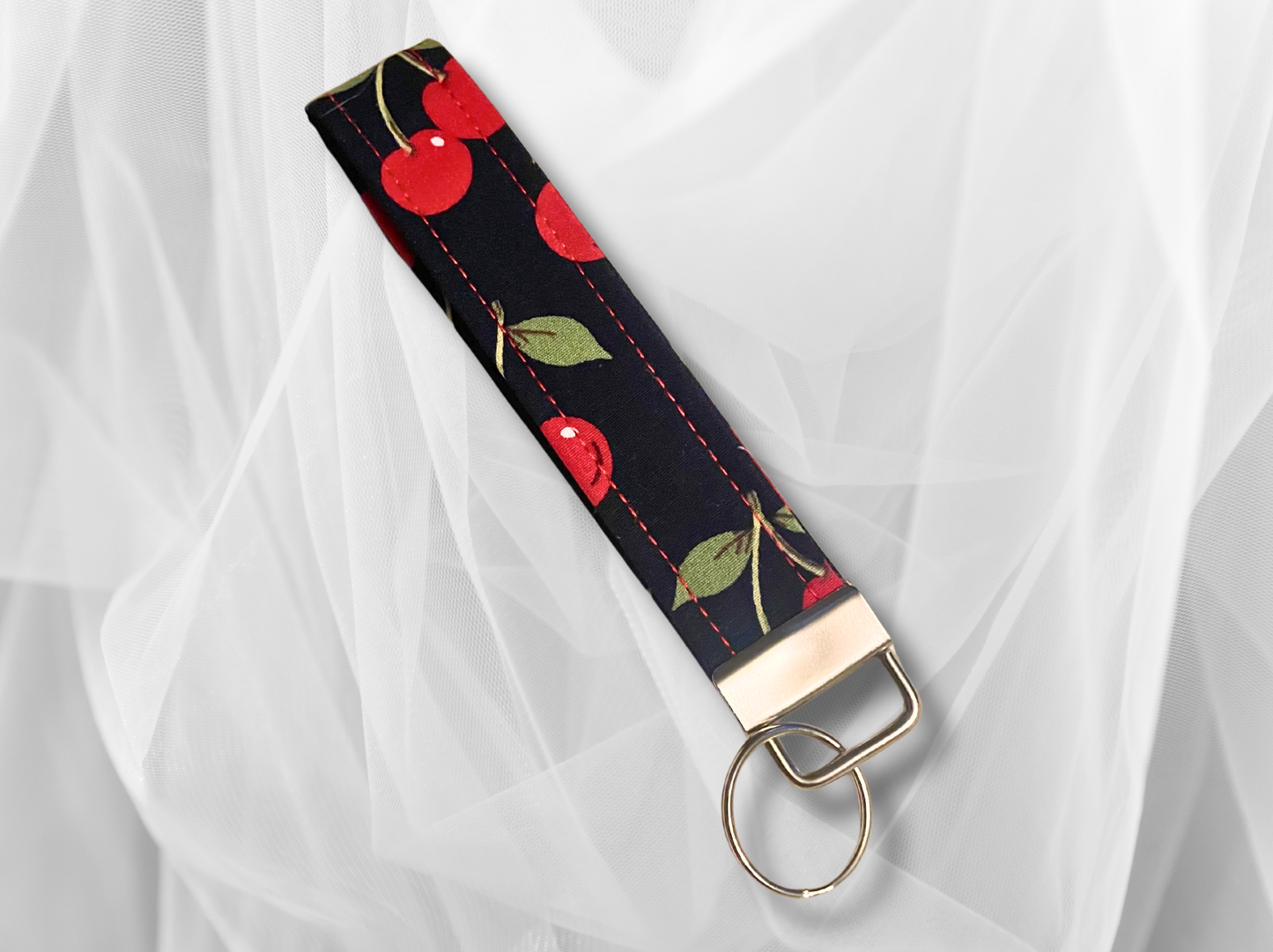 Key Fob, Wristlet Keyring, New Driver Gift, Cherries