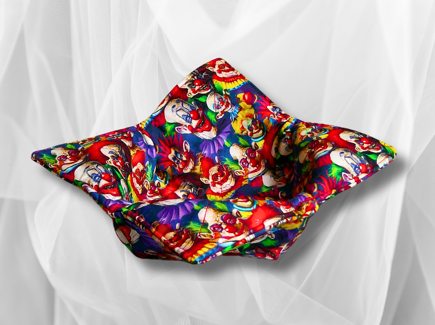 bowl cozy, clown bowl cosy, bowl holder, potholder, bowl hugger