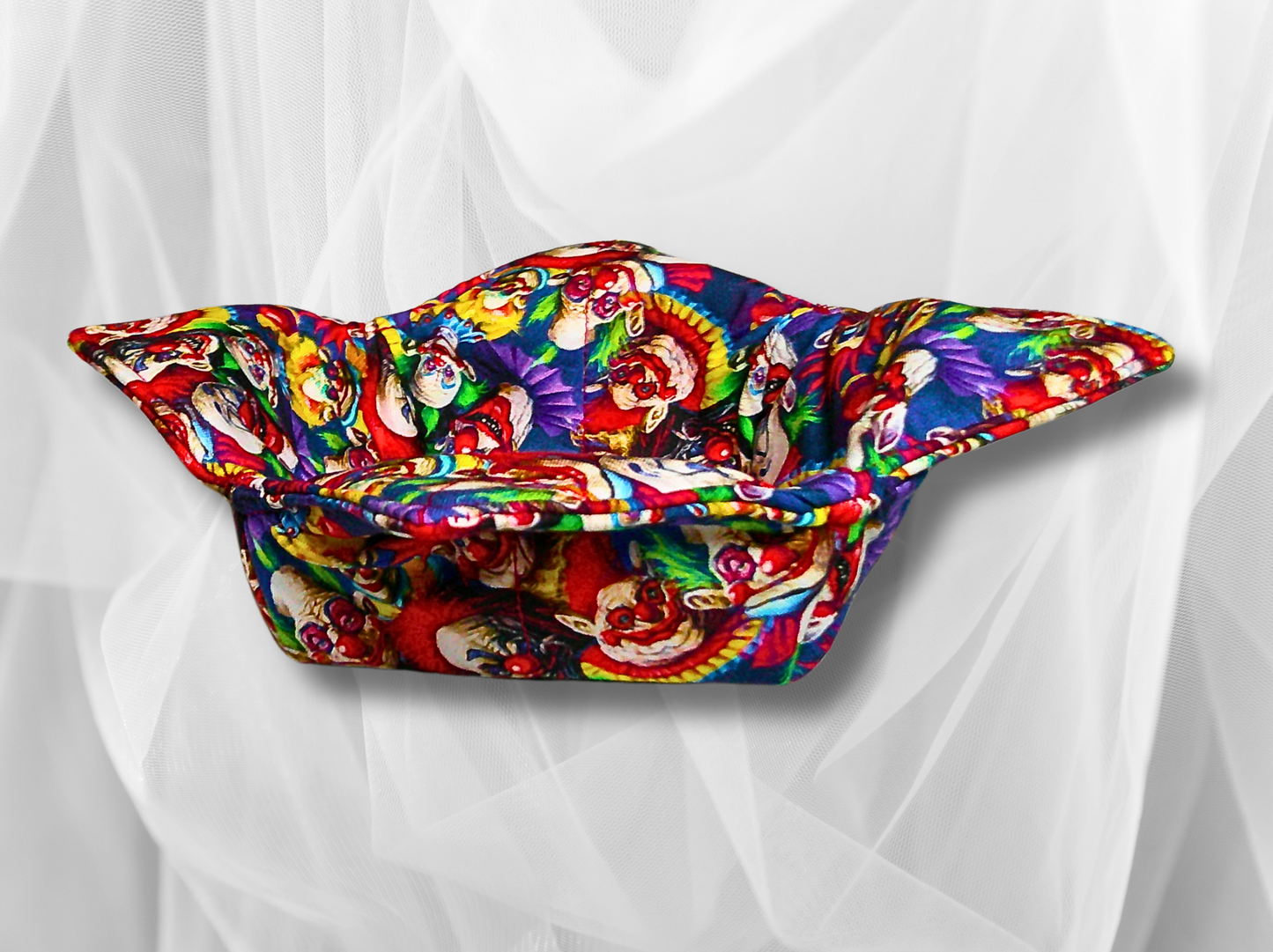 bowl cozy, clown bowl cosy, bowl holder, potholder, bowl hugger