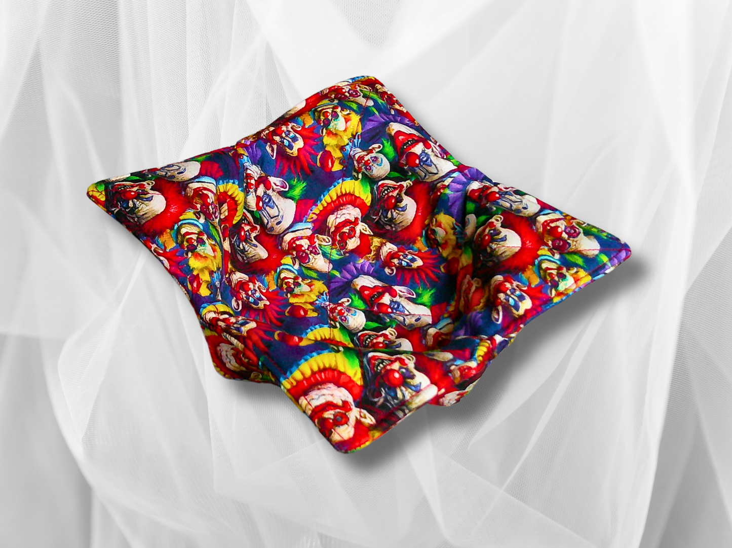 bowl cozy, clown bowl cosy, bowl holder, potholder, bowl hugger