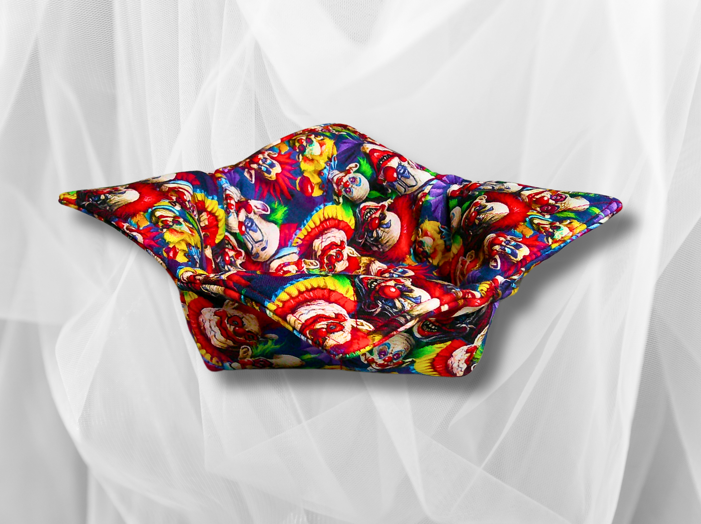 bowl cozy, clown bowl cosy, bowl holder, potholder, bowl hugger