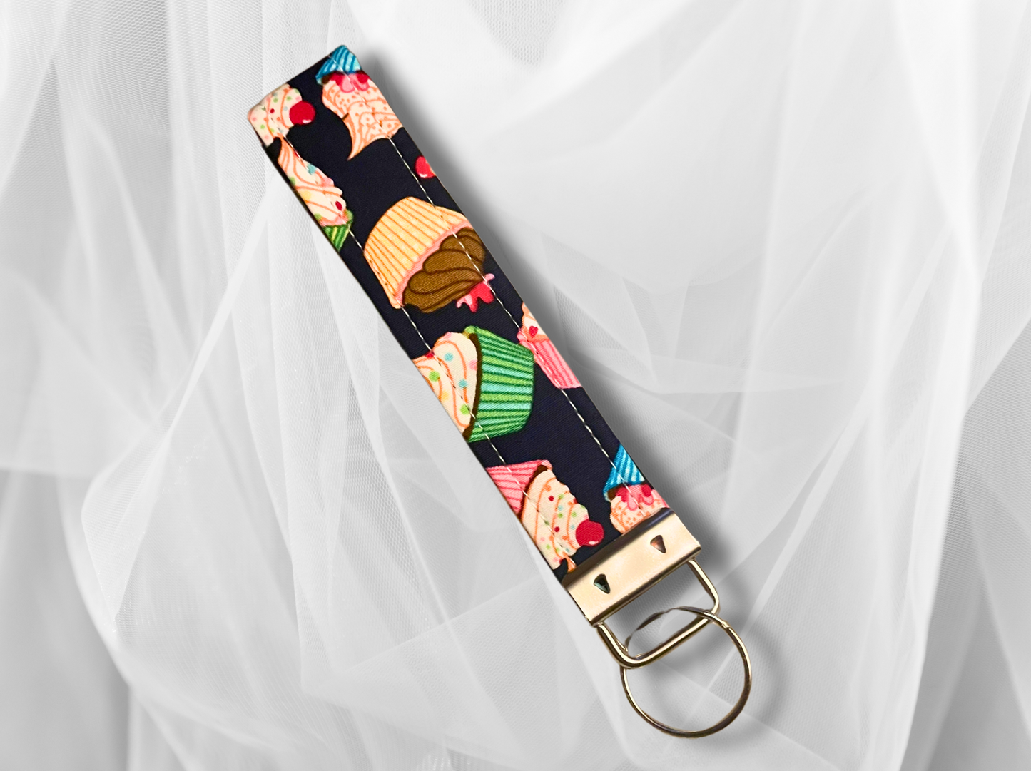 Key Fob, Wristlet Keyring, New Driver Gift, Cupcakes