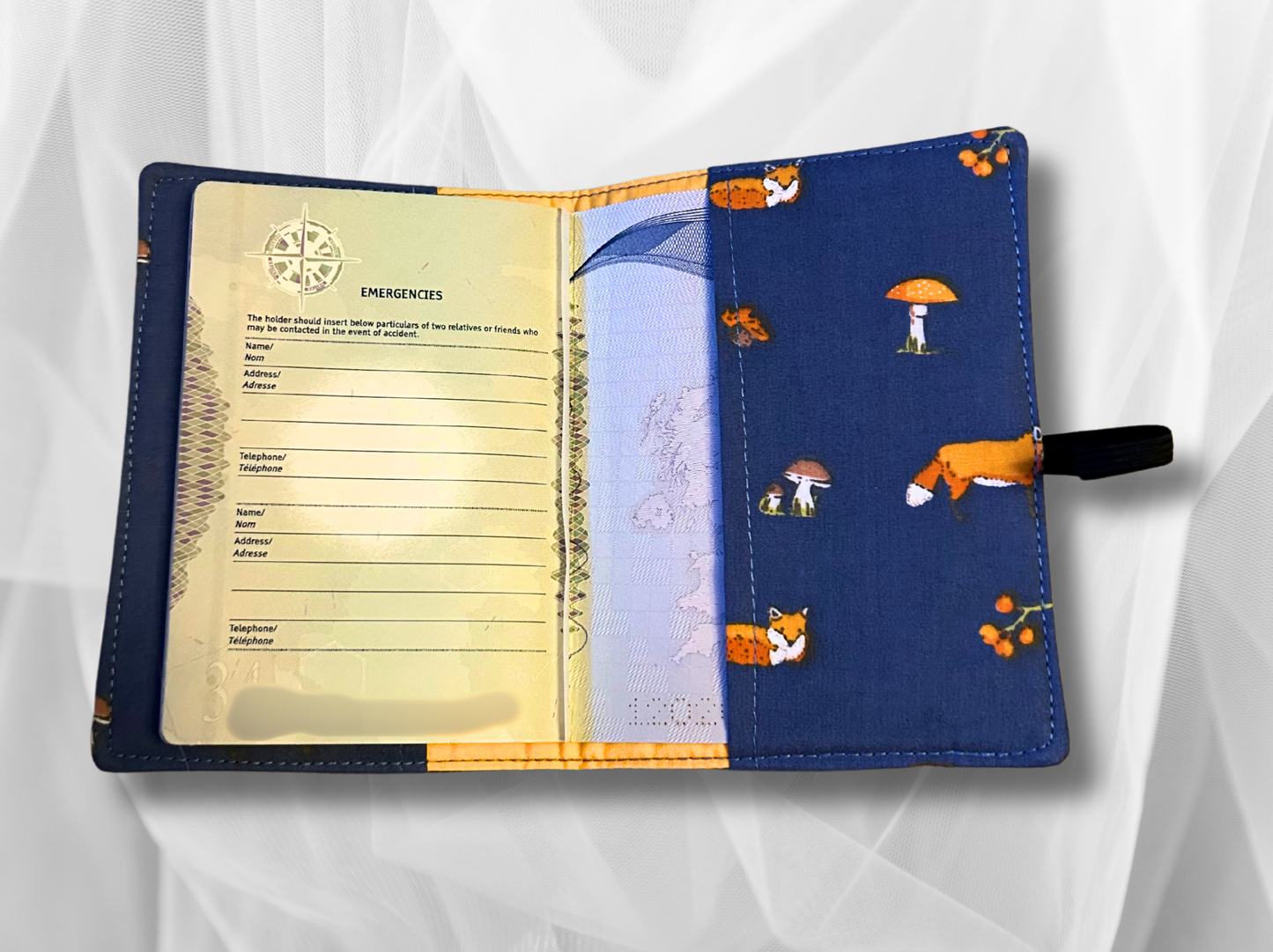 Passport cover, passport holder, passport wallet, Foxs