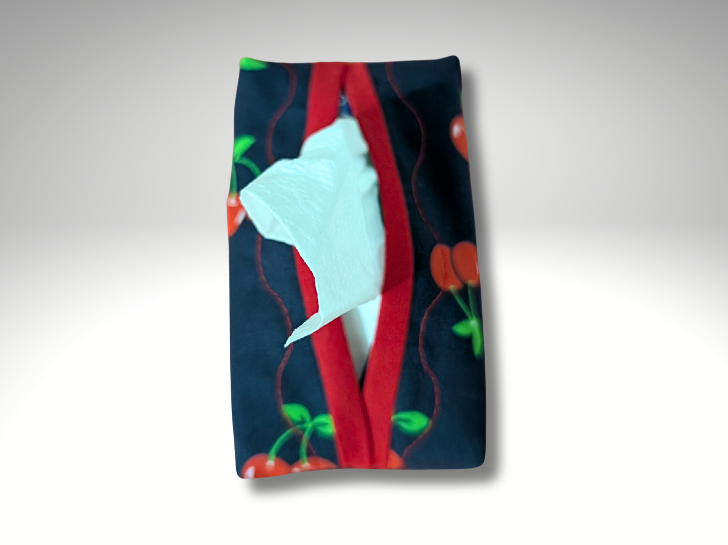 Pocket tissue holder, Key fob tissue holder, travel tissue, Tissue dispenser, Cherries
