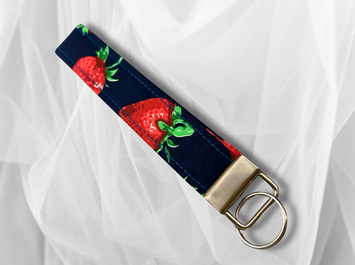 Key Fob, Wristlet Keyring, New Driver Gift, Strawberries