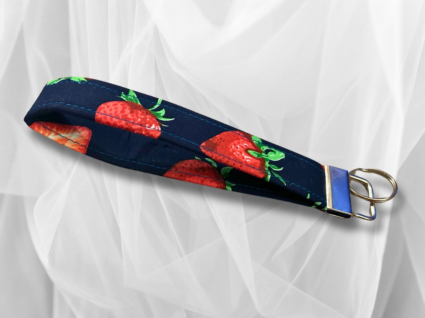 Key Fob, Wristlet Keyring, New Driver Gift, Strawberries