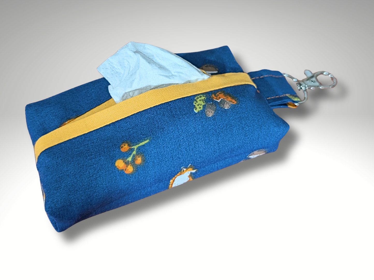Pocket tissue holder, Key fob tissue holder, travel tissue, Fox