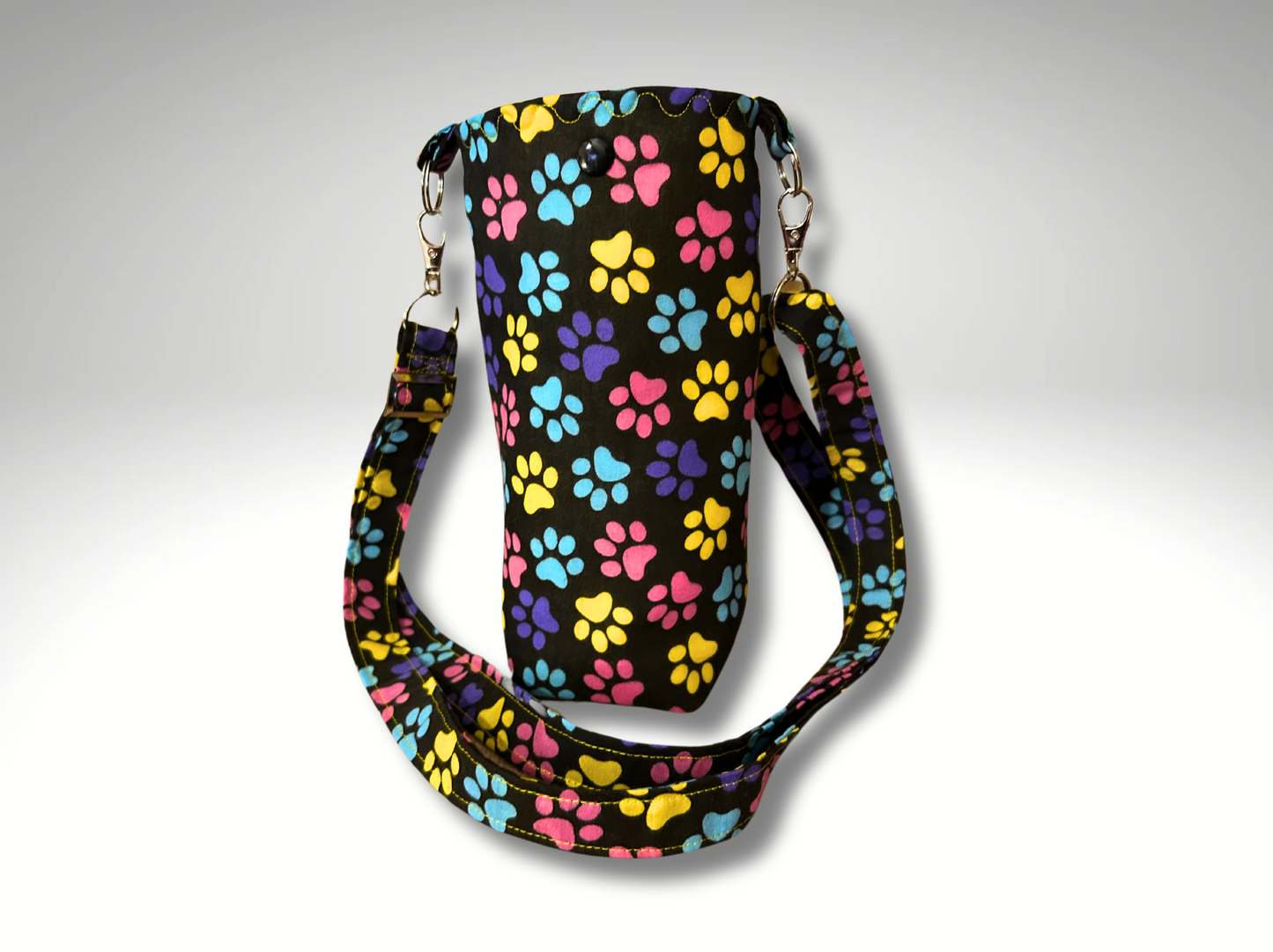 Bottle bag, travel bottle bag, water bottle bag, drinks holder, drinks carrier, holiday bag, dog walking bag, across body bag, Paws