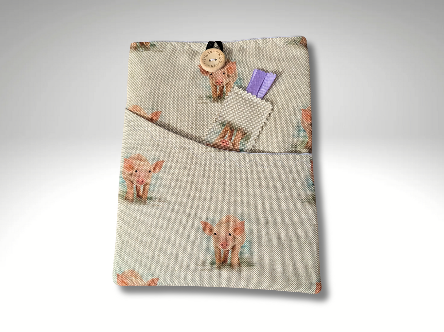 Book sleeve, book protector, book jacket, bookmark, Pigs book cover