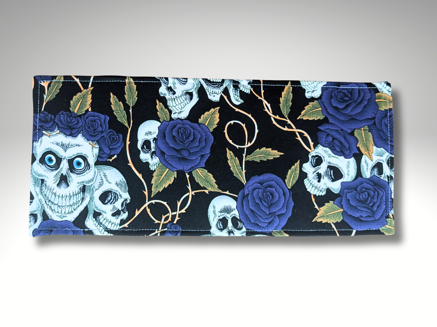 Blue Badge holder, Disabled parking permit holder, skulls and blue roses, blue badge holder, Halloween