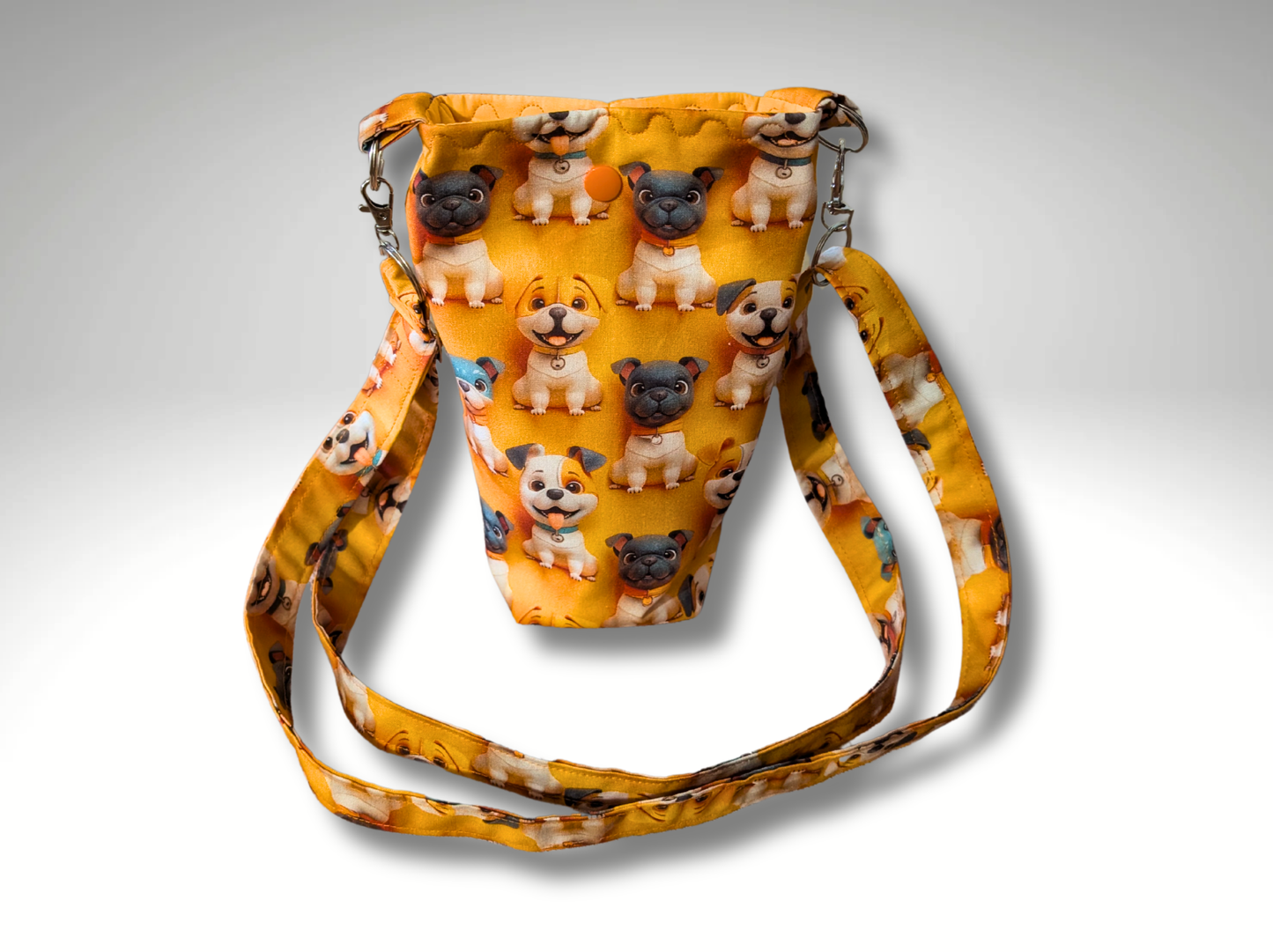 Bottle bag, travel bottle bag, water bottle bag, hiking bag, dog walking bag, across body bag, 3D puppy