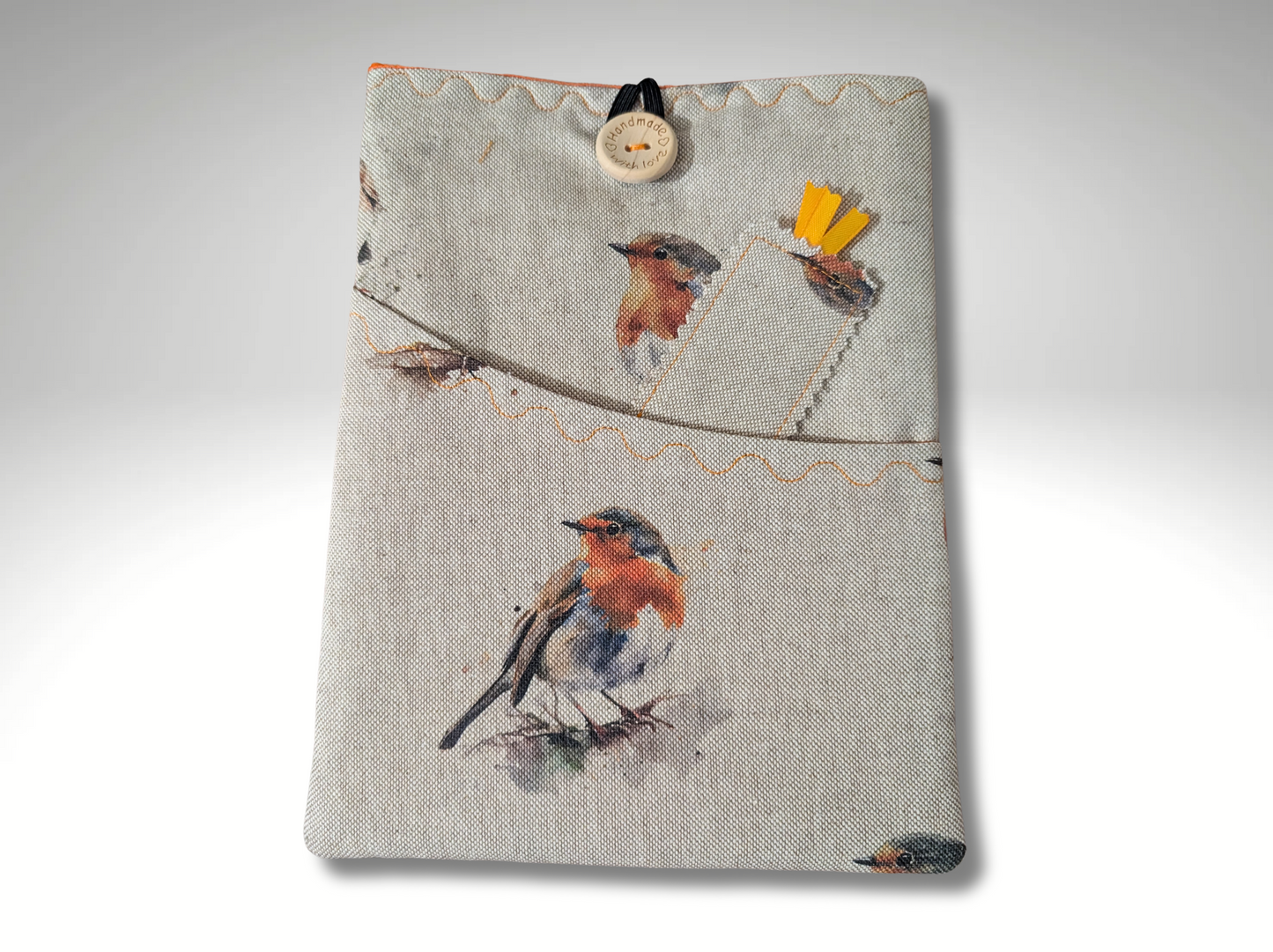 Book sleeve, book protector, book jacket, bookmark, Robin book cover