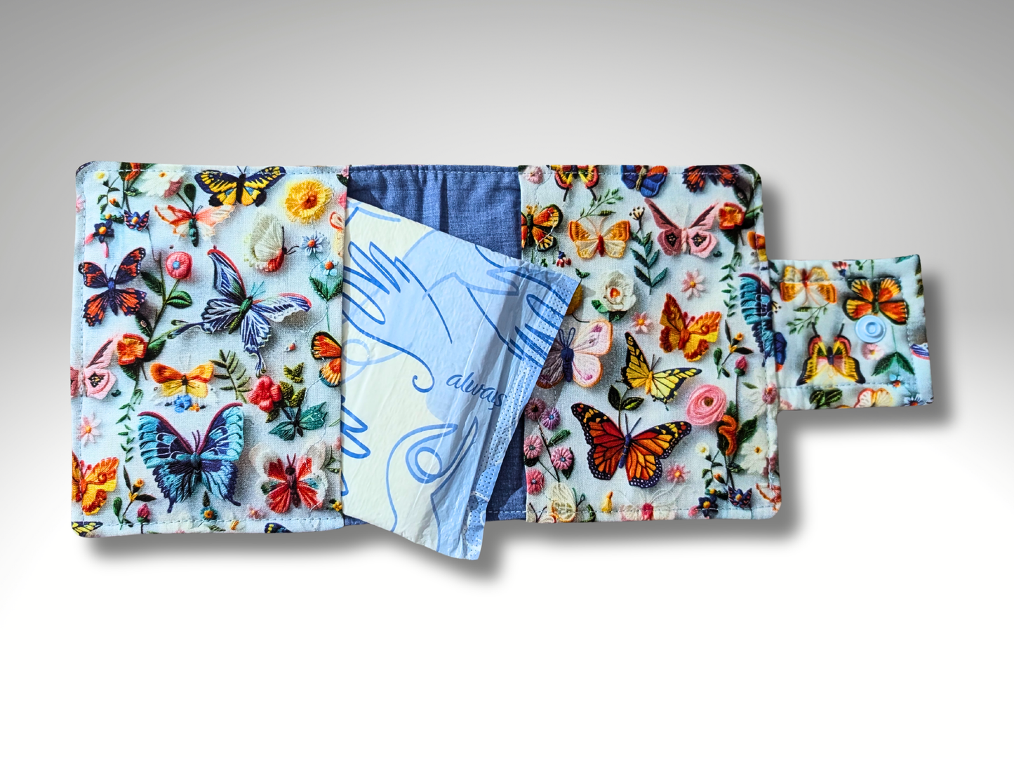 Sanitary pouch, sanitary pad holder, sanitary towel wallet, panty liner holder, butterfly