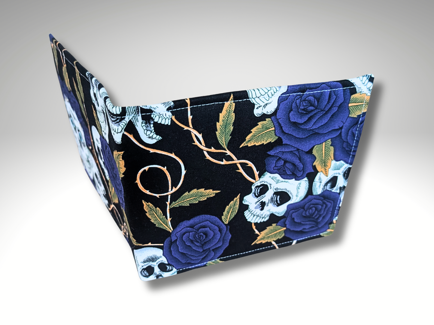 Blue Badge holder, Disabled parking permit holder, skulls and blue roses, blue badge holder, Halloween
