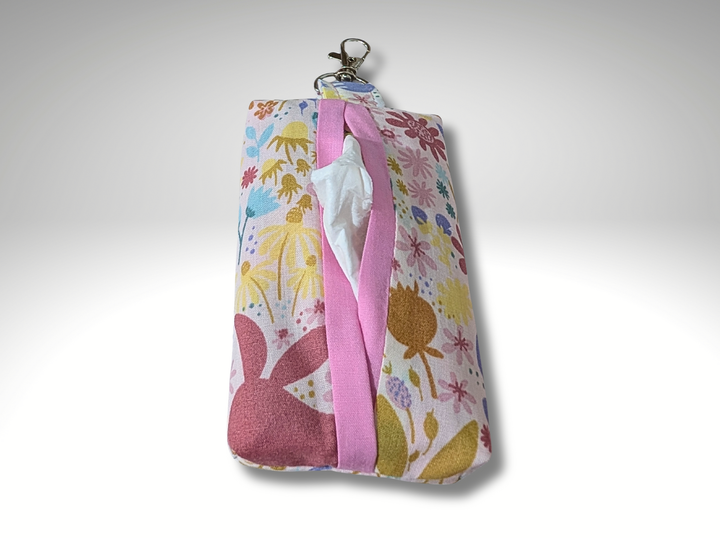Pocket tissue holder, Key fob tissue holder, travel tissue, Spring Rabbits