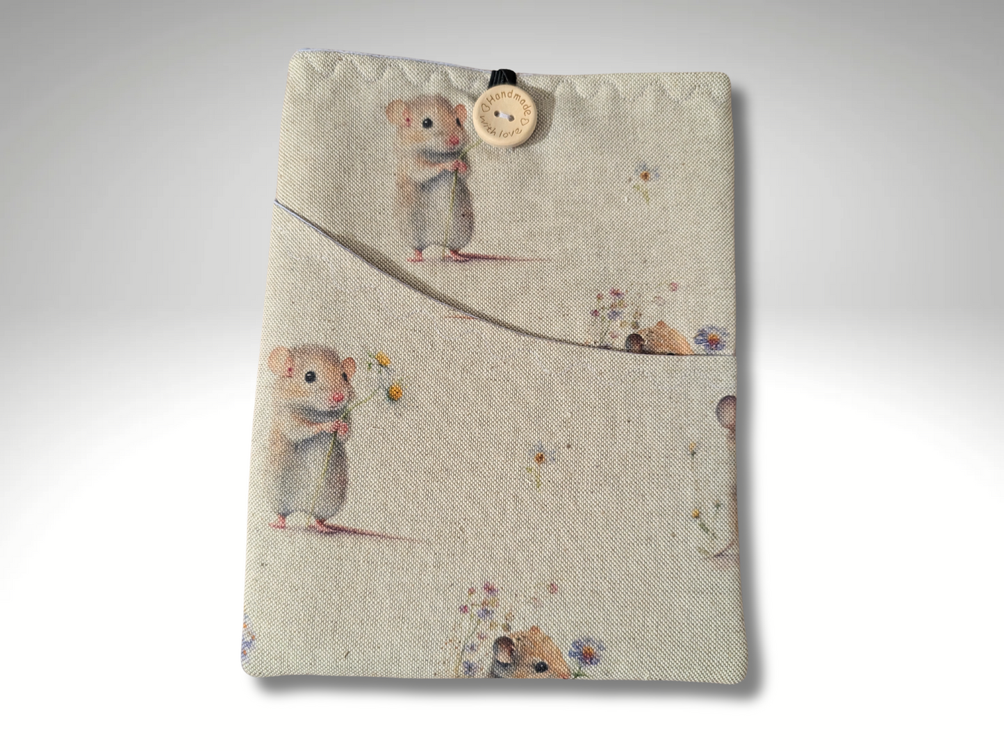 Book sleeve, book protector, book jacket, bookmark, Field Mouse book cover