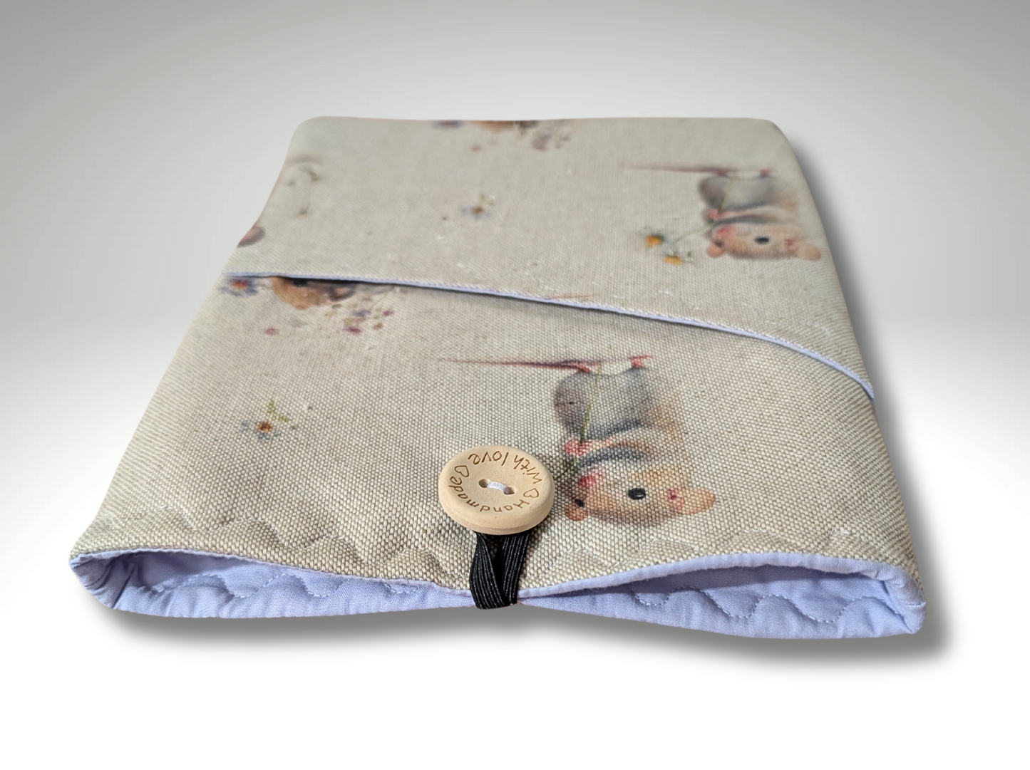 Book sleeve, book protector, book jacket, bookmark, Field Mouse book cover
