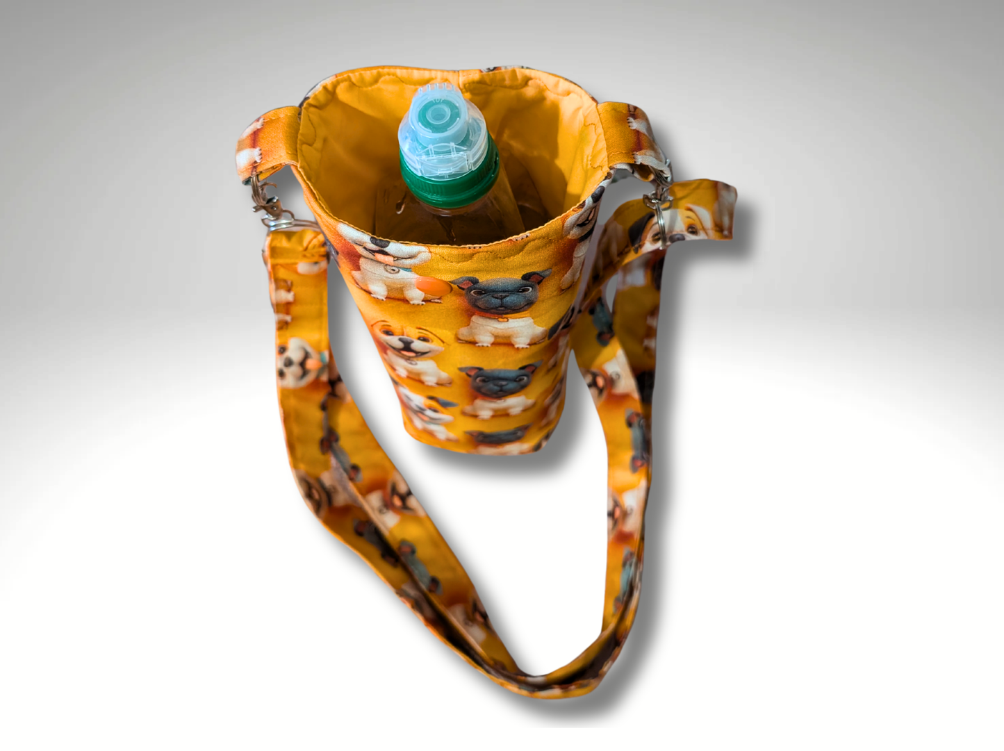Bottle bag, travel bottle bag, water bottle bag, hiking bag, dog walking bag, across body bag, 3D puppy