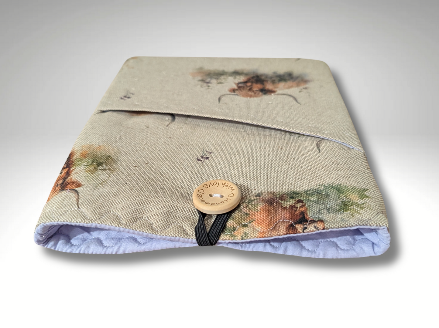 Book sleeve, book protector, book jacket, bookmark, Highland Cow book cover
