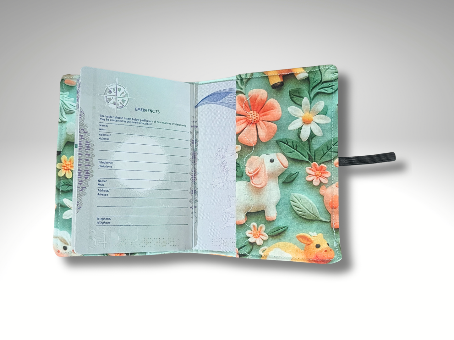 Passport cover, passport holder, passport wallet, passport protector, Farm animals