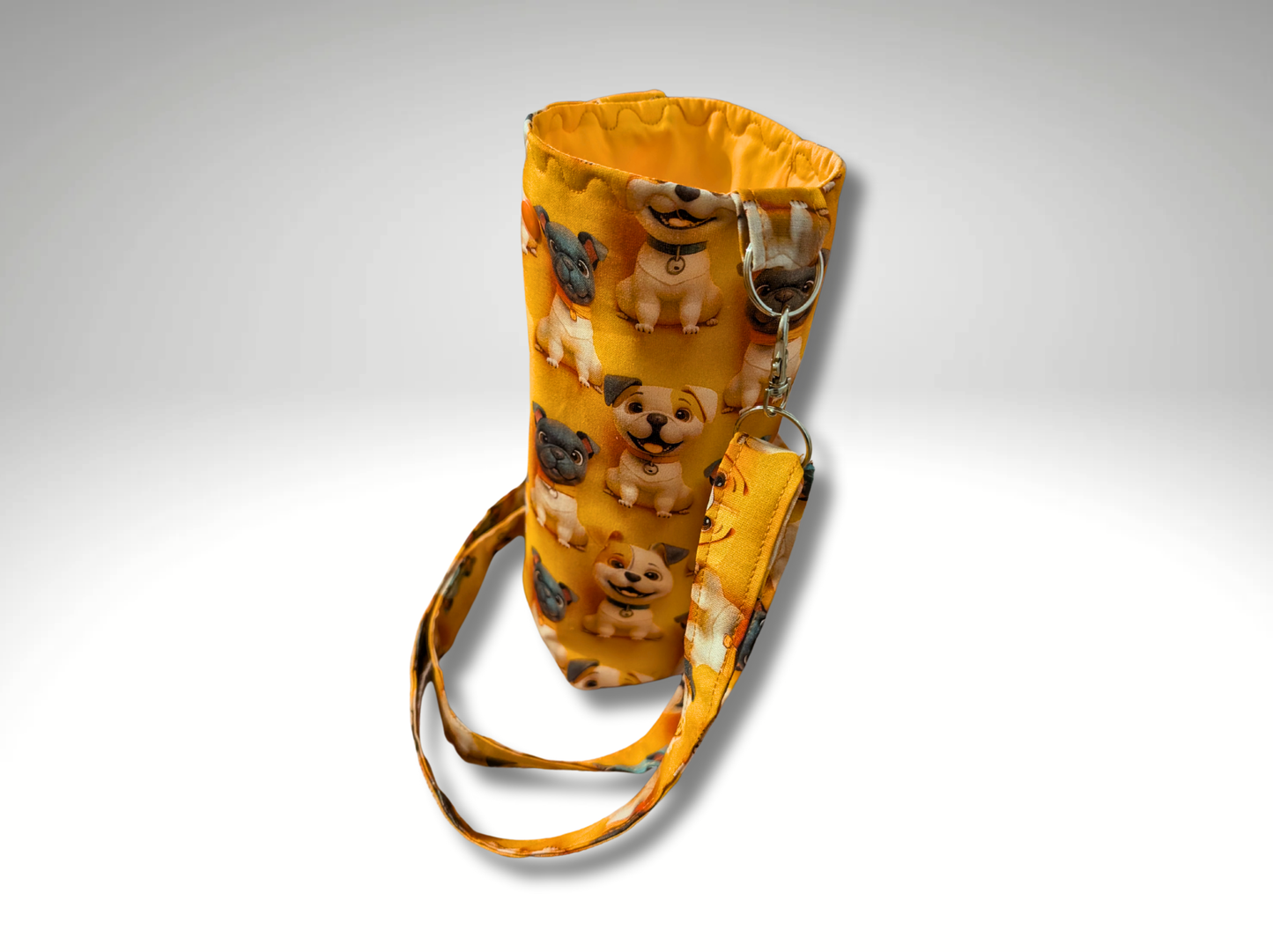Bottle bag, travel bottle bag, water bottle bag, hiking bag, dog walking bag, across body bag, 3D puppy