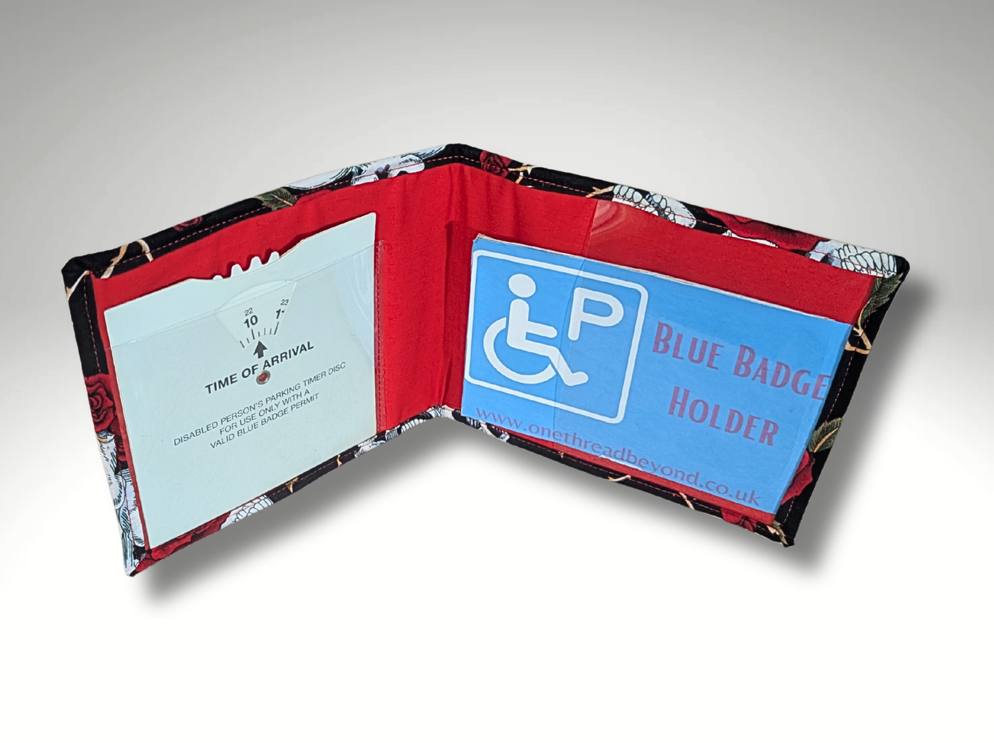 Blue Badge holder, Disabled parking permit holder, skulls and roses blue badge holder, Halloween