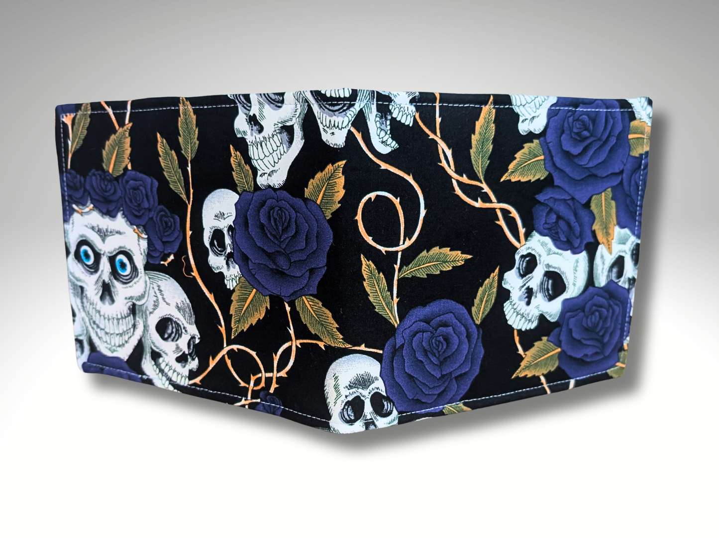 Blue Badge holder, Disabled parking permit holder, skulls and blue roses, blue badge holder, Halloween