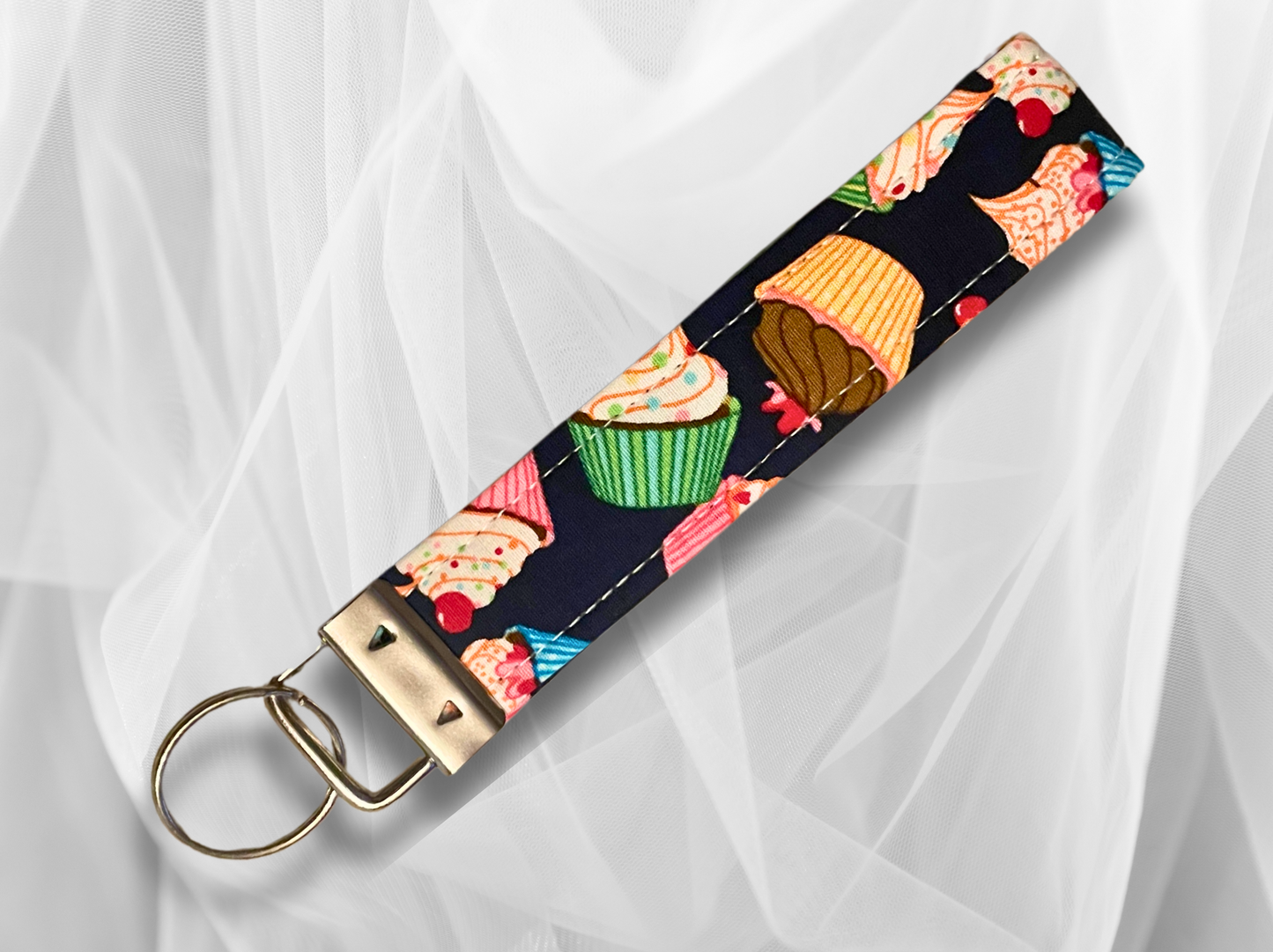 Key Fob, Wristlet Keyring, New Driver Gift, Cupcakes