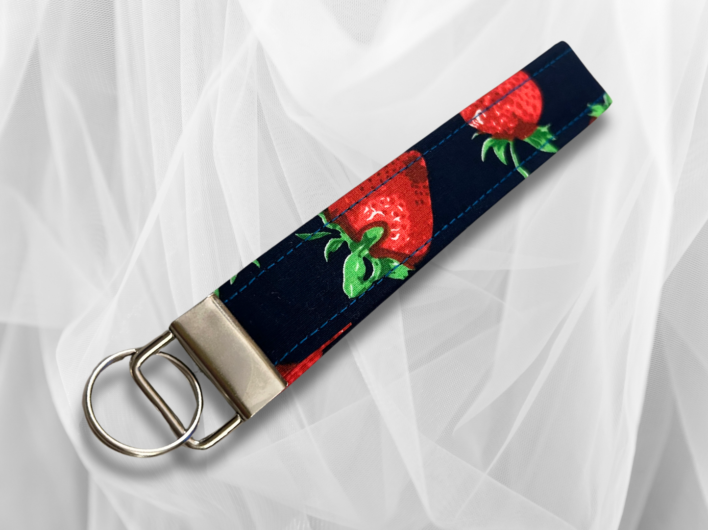 Key Fob, Wristlet Keyring, New Driver Gift, Strawberries