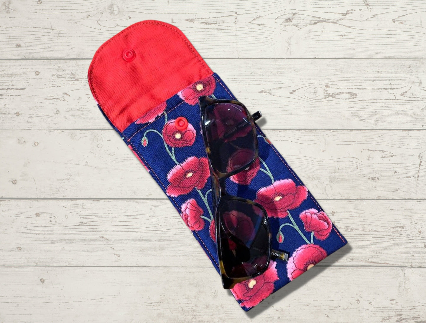 Glasses case, soft glasses case, soft pouch, poppies, remembrance, mothers day gift