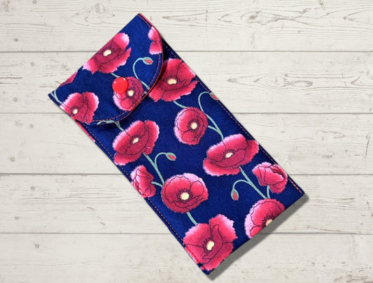 Glasses case, soft glasses case, soft pouch, poppies, remembrance, mothers day gift