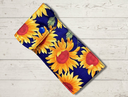 Glasses case, soft padded glasses case, soft pouch, sunflowers, mothers day gift, valentines gift