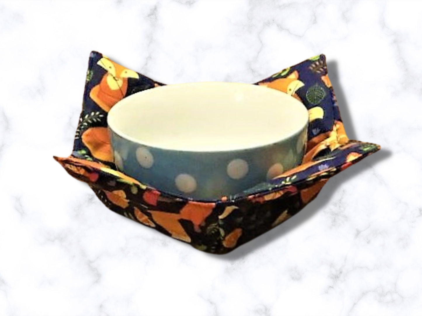 bowl cozy, fox bowl cosy, bowl holder, mothers day gift, housewarming gift, reversible, fox, potholder, bowl holder, bowl hug