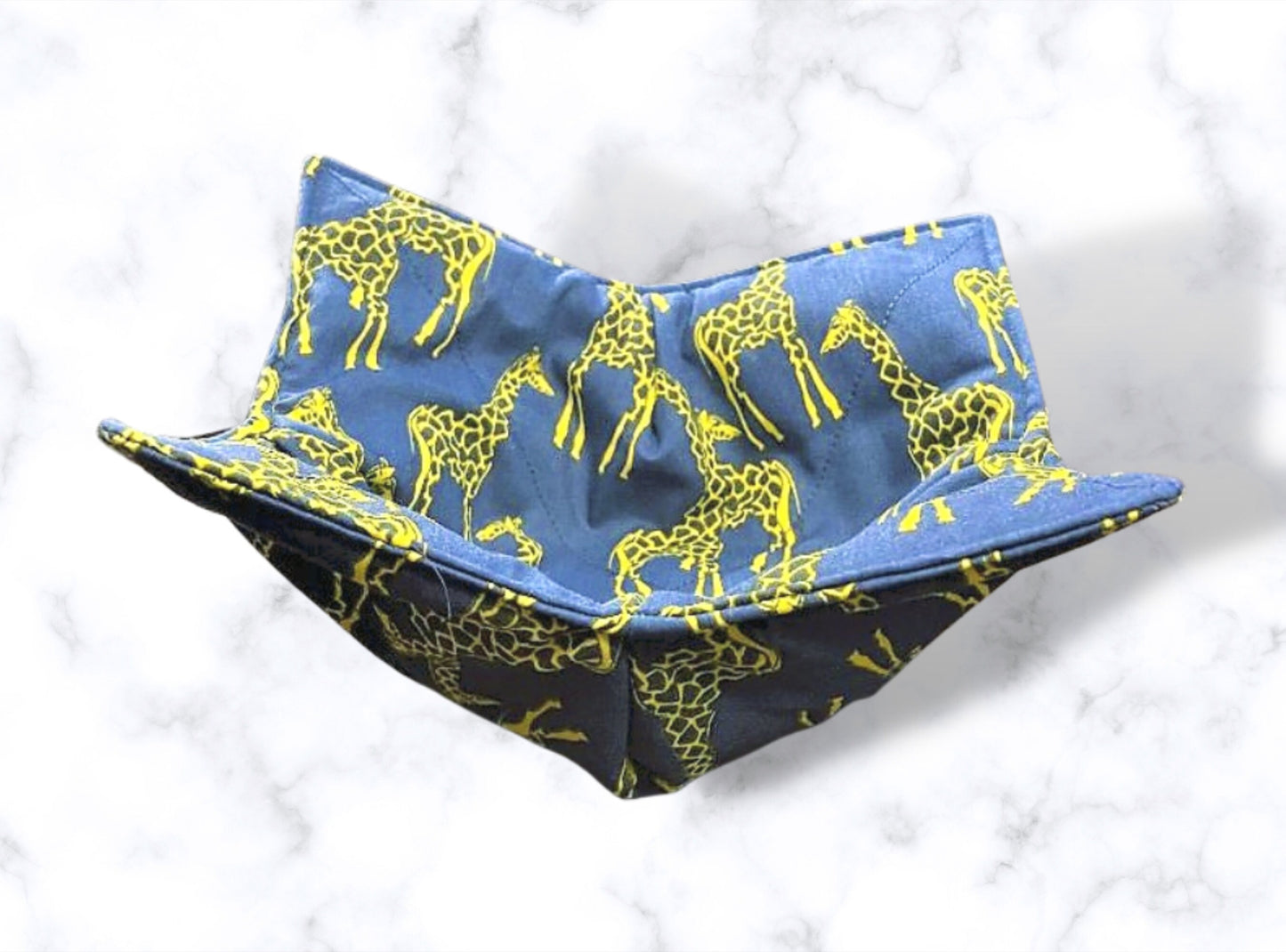 bowl cozy, fathers day gift, housewarming gift, bowl holder, giraffes, reversible, potholder, bowl holder, bowl hug