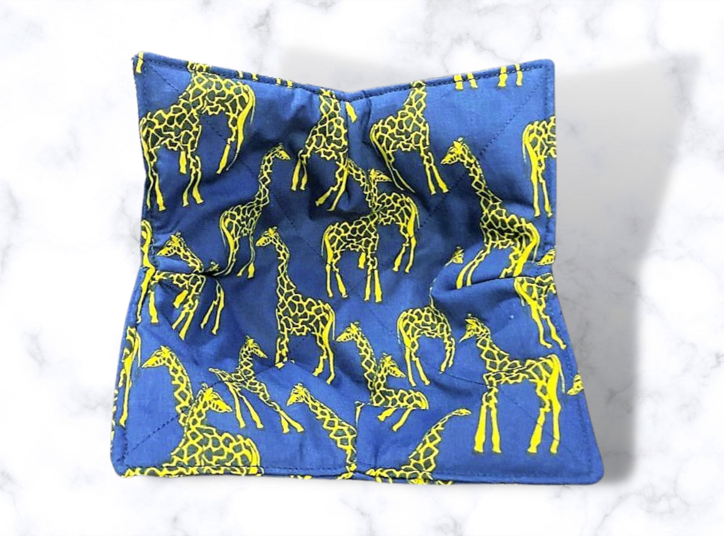 bowl cozy, fathers day gift, housewarming gift, bowl holder, giraffes, reversible, potholder, bowl holder, bowl hug