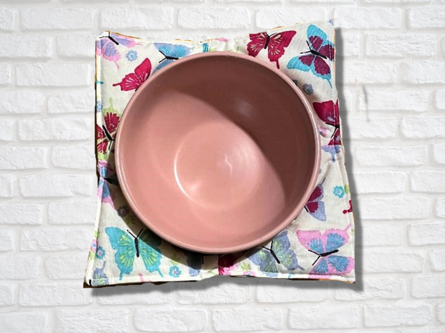 Bowl cozy, bowl cosy, bowl holder, mothers day gift, housewarming gift, soup bowl, butterflies, potholder, bowl hug