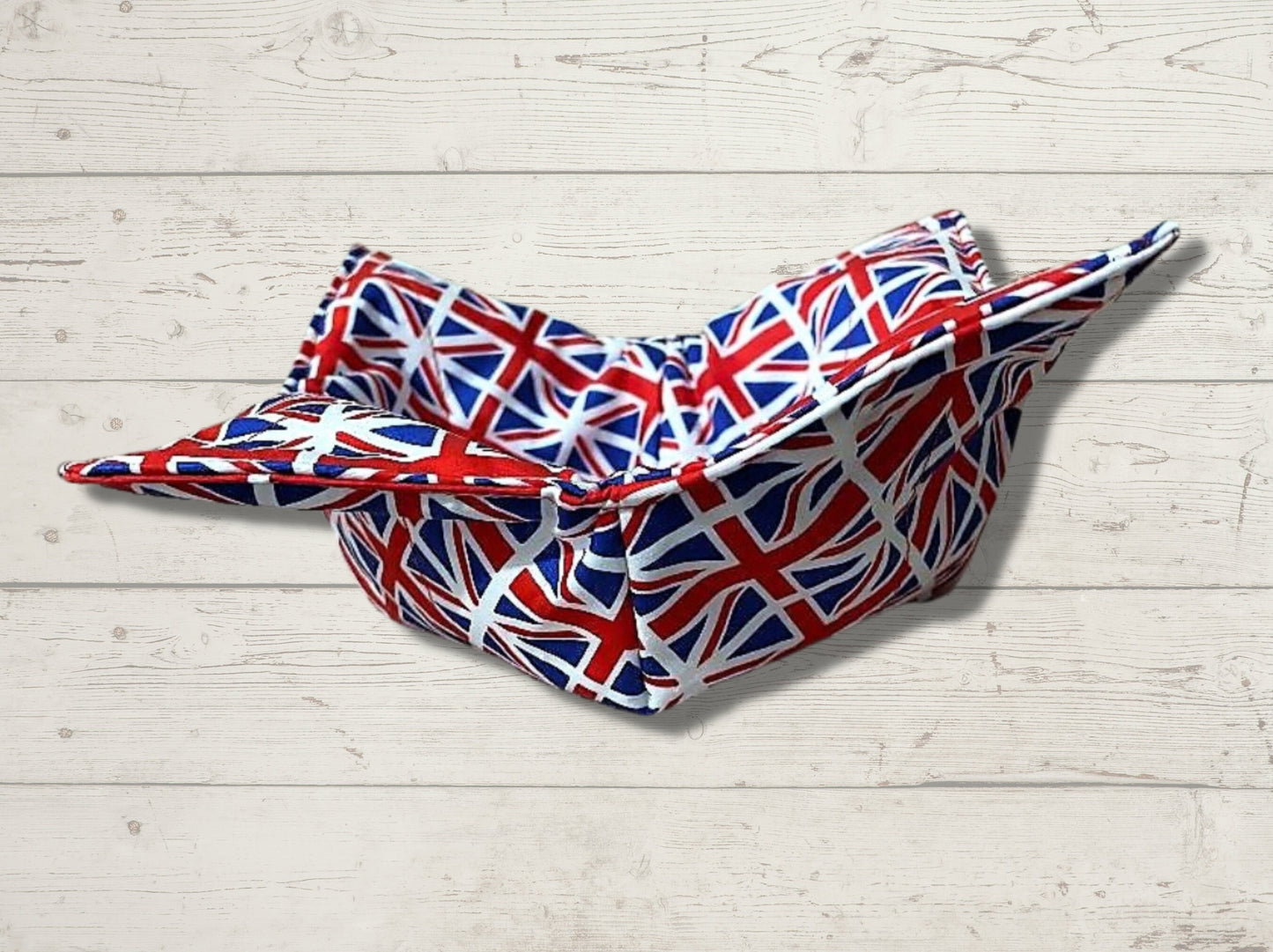 bowl cozy, bowl holder, Union Jack, Kings coronation, housewarming gift, potholder, bowl holder, bowl hug, flag