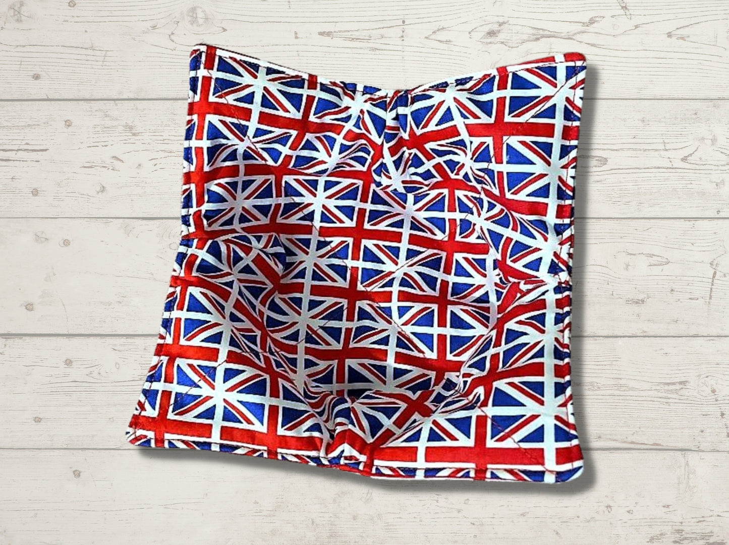 bowl cozy, bowl holder, Union Jack, Kings coronation, housewarming gift, potholder, bowl holder, bowl hug, flag