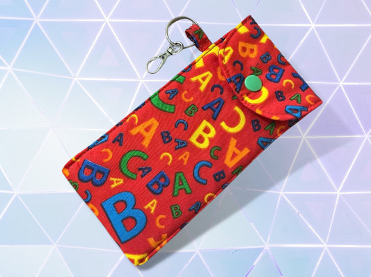 Childrens glasses case, kids sunglasses case, alphabet, soft padded glasses case, soft pouch,  sunglasses case