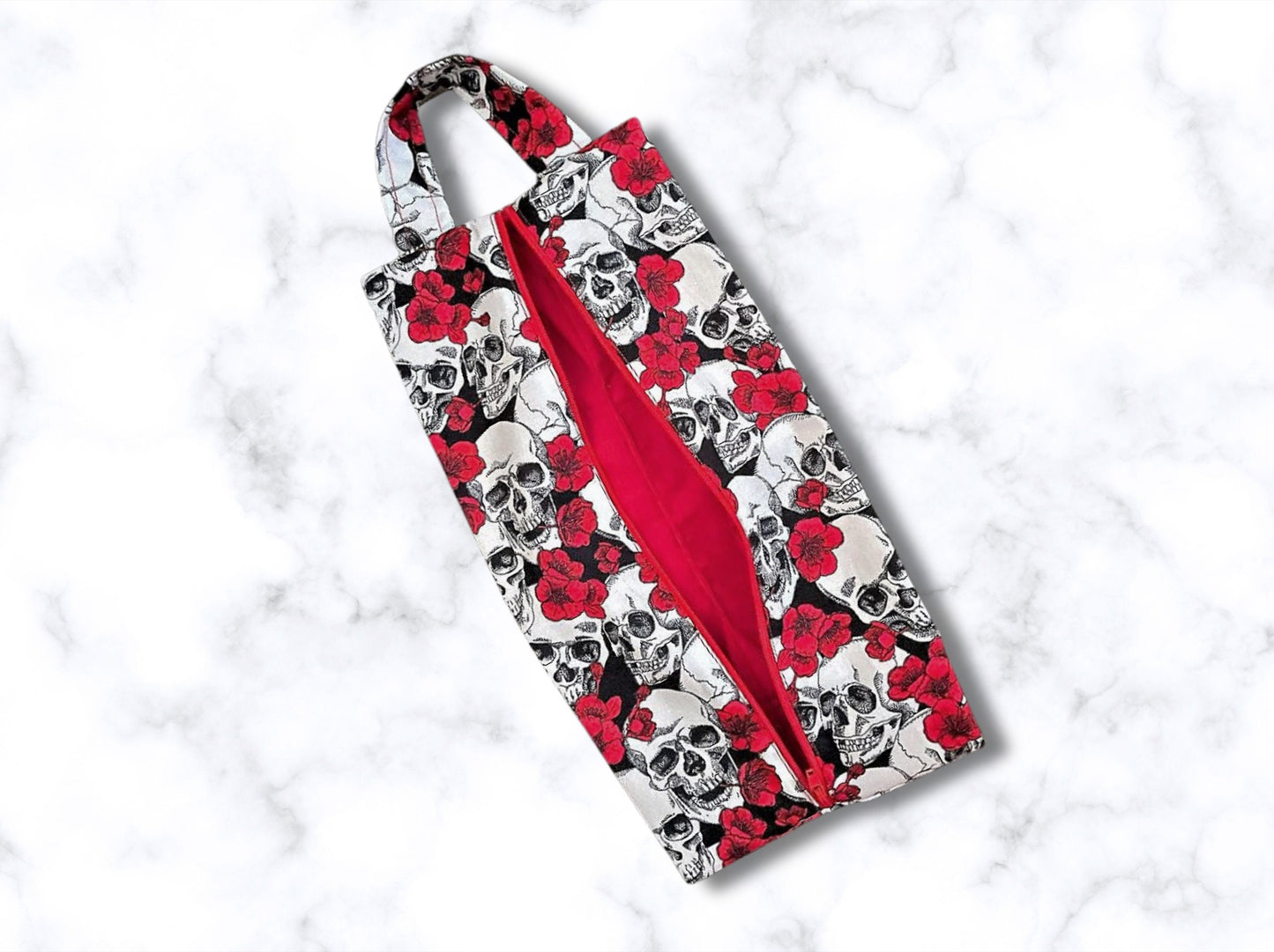 Shoe bag, toiletry bag, travel bag, holiday bag, reusable gift bags, kit bag, make up bag, skulls, gothic