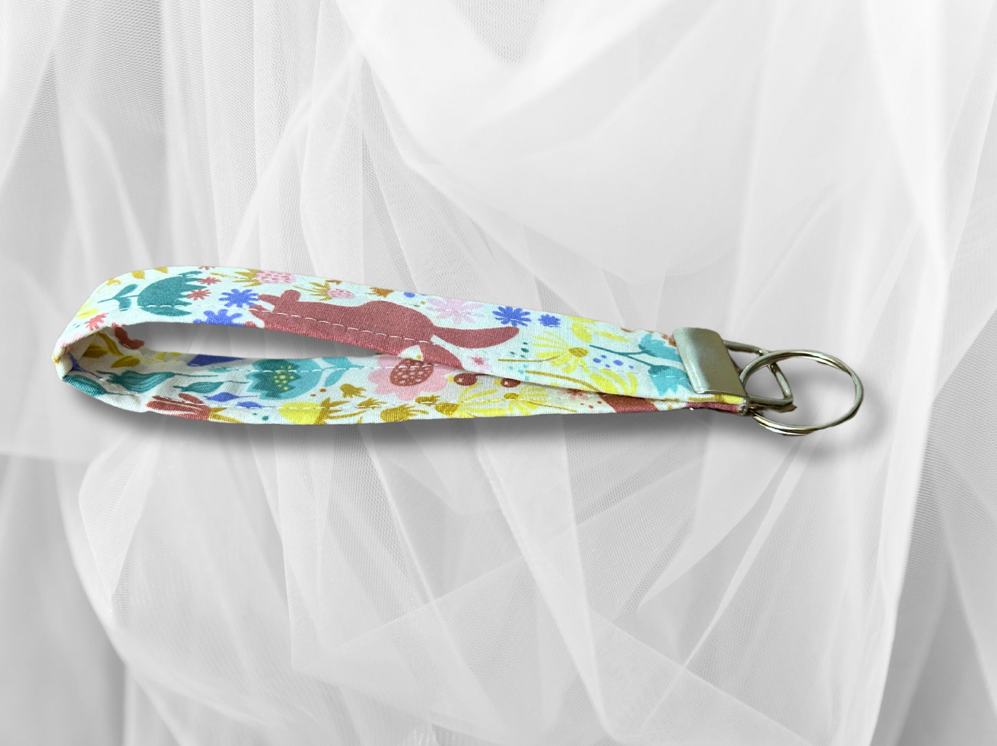 Key Fob, Wristlet Keyring, New Driver Gift, Spring Rabbits
