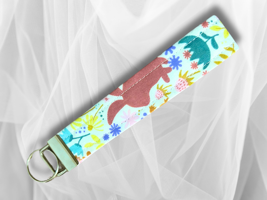 Key Fob, Wristlet Keyring, New Driver Gift, Spring Rabbits