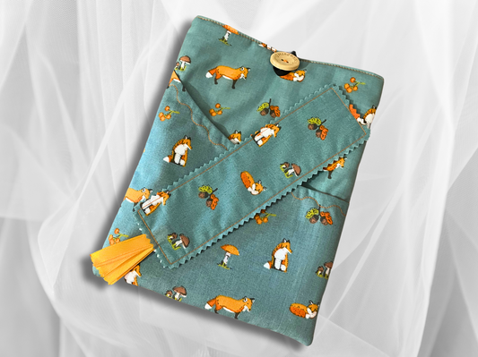 Book sleeve, book protector, book jacket, bookmark, Foxs